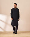 Dark Blue Plain Kurta Pajama image number 1