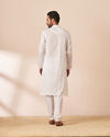 Manyavar Men White Self Striped Kurta Pajama image number 4