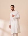 Manyavar Men White Self Striped Kurta Pajama image number 0