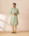Manyavar Men Pastel Green Jacquard Kurta Pajama