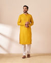 Manyavar Men Yolk Yellow Booti Self Motif Kurta Pajama