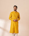 Yolk Yellow Booti Self Motif Kurta Pajama
