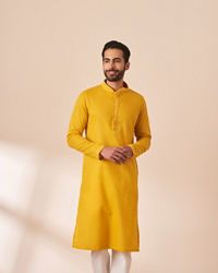 Manyavar Men Yolk Yellow Booti Self Motif Kurta Pajama