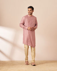 Manyavar Men Light Pink Thread Embroidered Kurta