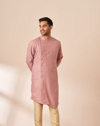 Manyavar Men Light Pink Thread Embroidered Kurta