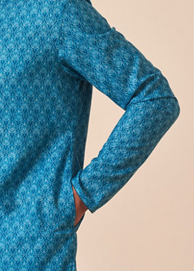 Ocean Blue Printed Kurta image number 4
