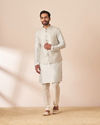 alt message - Manyavar Men Light Grey Patterned Kurta Jacket Set image number 4