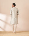 alt message - Manyavar Men Light Grey Patterned Kurta Jacket Set image number 6