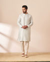 Manyavar Men Light Grey Patterned Kurta Jacket Set