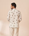 Manyavar Men White Peacock Motif Short Kurta