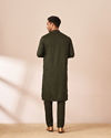 Dark Green Plain Kurta Pajama image number 4