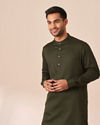 Dark Green Plain Kurta Pajama image number 0