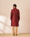 Manyavar Men Dark Maroon Jacquard Kurta Pajama