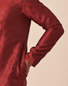 alt message - Manyavar Men Dark Maroon Jacquard Kurta Pajama image number 2