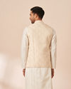 Manyavar Men Light Cream Jacquard Jacket