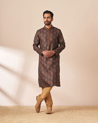 Manyavar Men Green Paisley Printed Kurta