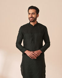 Manyavar Men Dark Green Jacquard Kurta Pajama