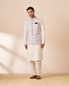 Manyavar Men White Multicolor Printed Jacket