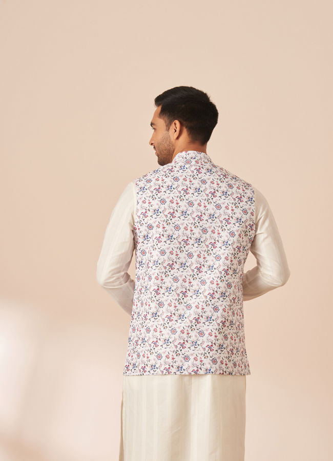 White Multicolor Printed Jacket image number 3