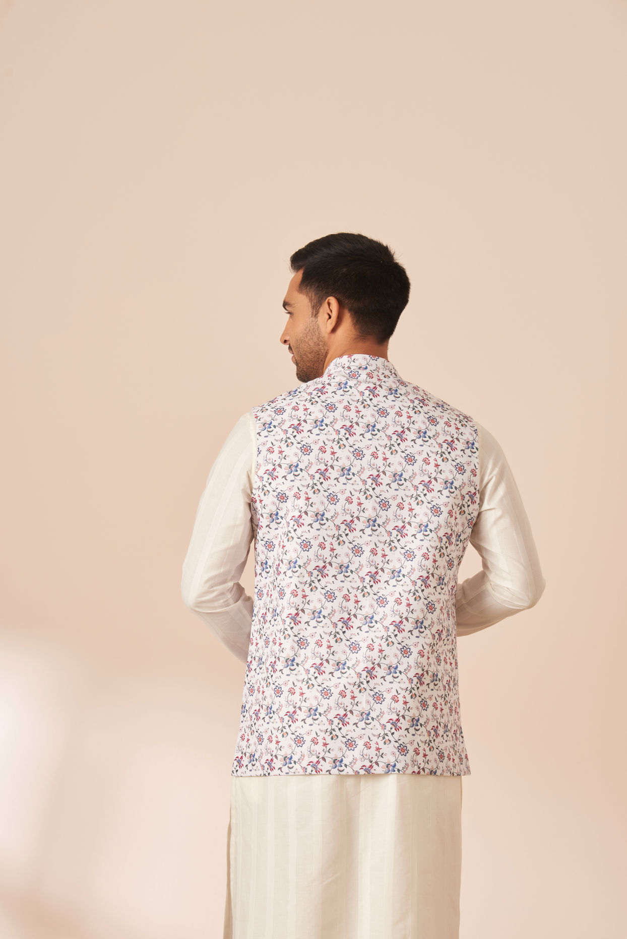 White Multicolor Printed Jacket image number 3