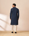 Manyavar Men Blue Chikankari Sequins Embroidered Kurta Pajama