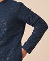 Manyavar Men Blue Chikankari Sequins Embroidered Kurta Pajama