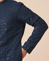 Manyavar Men Blue Chikankari Sequins Embroidered Kurta Pajama image number 2