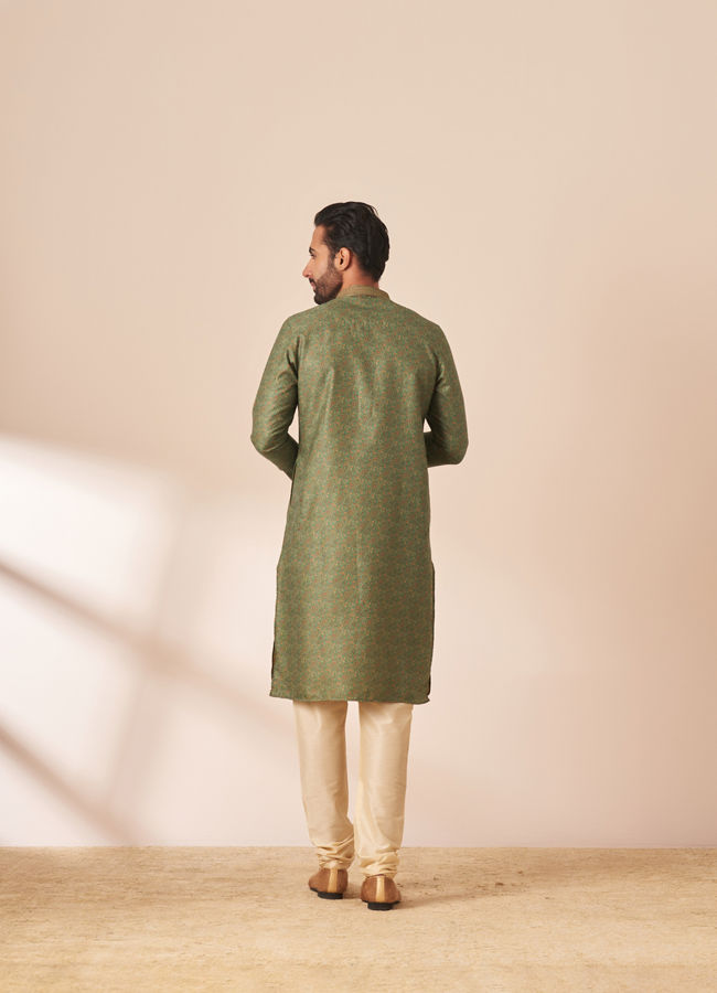 Manyavar Men Turquoise Printed Kurta Pajama