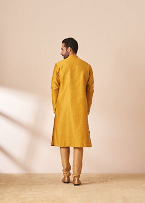 Yellow Sequins Embroidered Kurta Pajama image number 4