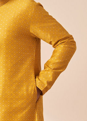 Yellow Sequins Embroidered Kurta Pajama image number 2