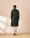 alt message - Manyavar Men Emerald Green Jacquard Kurta Pajama image number 3