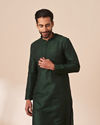 alt message - Manyavar Men Emerald Green Jacquard Kurta Pajama image number 0