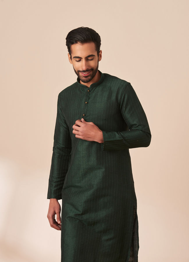 Buy Emerald Green Jacquard Kurta Pajama Online in the UK Manyavar