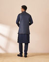 Manyavar Men Sapphire Blue Paisley Kurta Jacket Set