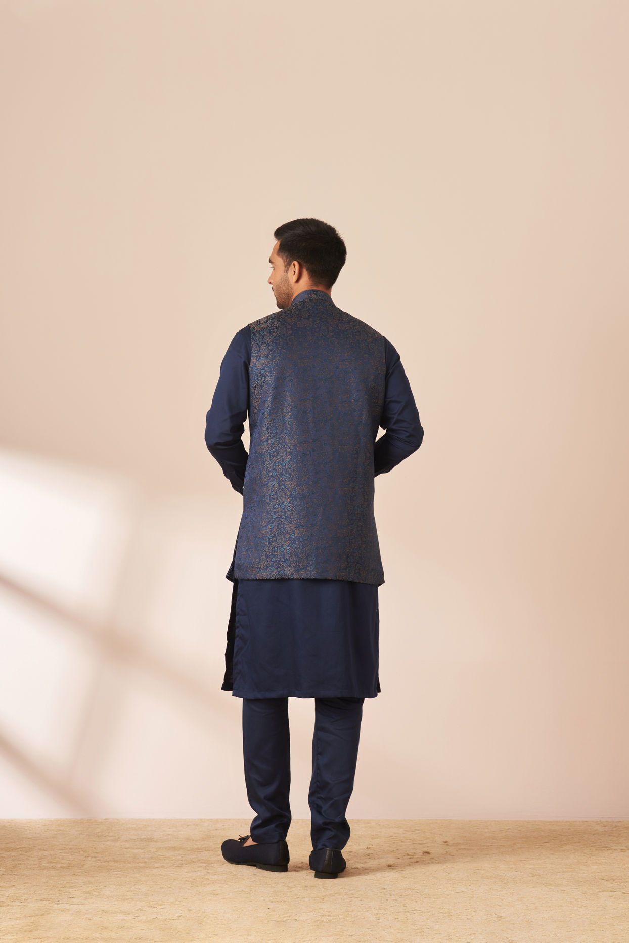 Sapphire Blue Paisley Kurta Jacket Set image number 6