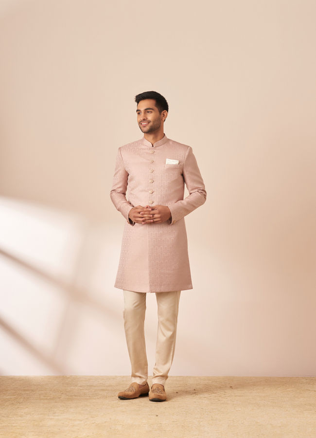 Pastel Pink Achkan Indo Western image number 1