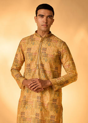 Manyavar Men Mustard Majesty Kurta Pajama