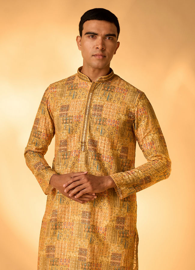 Manyavar Men Mustard Majesty Kurta Pajama
