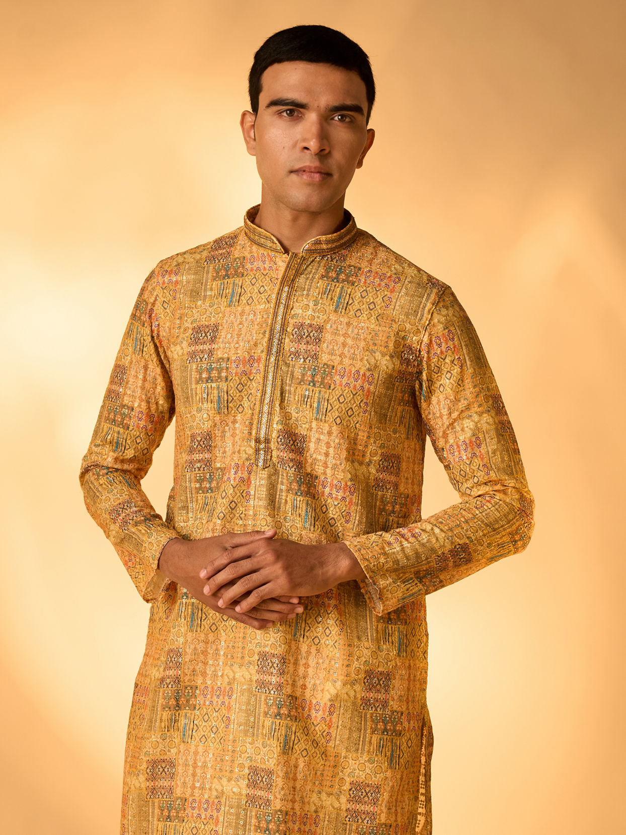 Manyavar Men Mustard Majesty Kurta Pajama