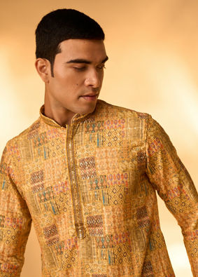 Manyavar Men Mustard Majesty Kurta Pajama