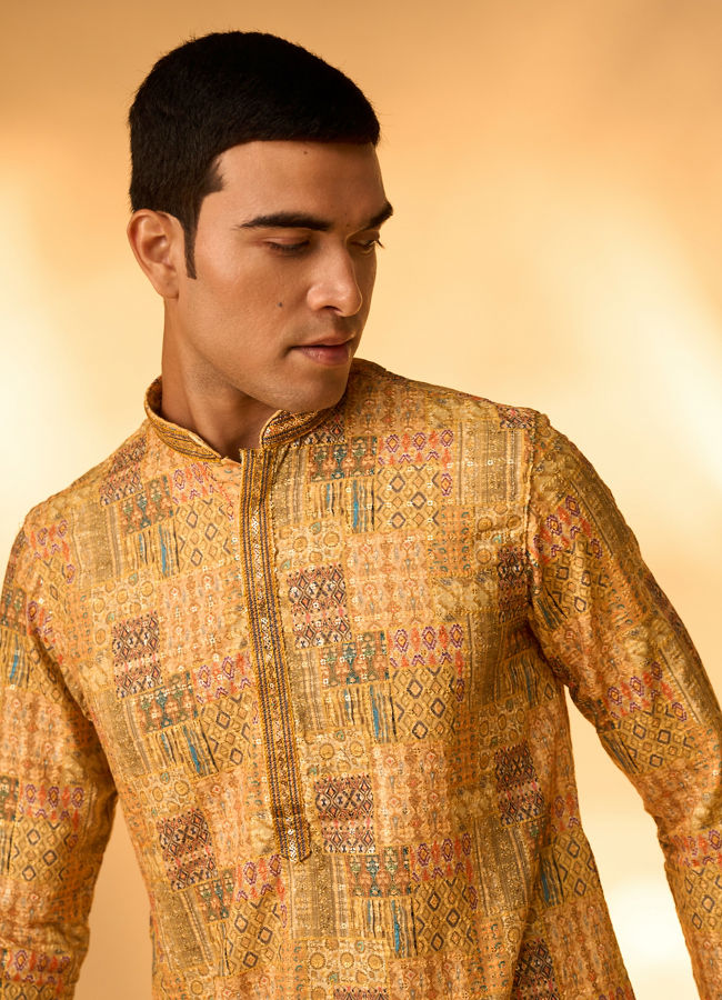 Manyavar Men Mustard Majesty Kurta Pajama