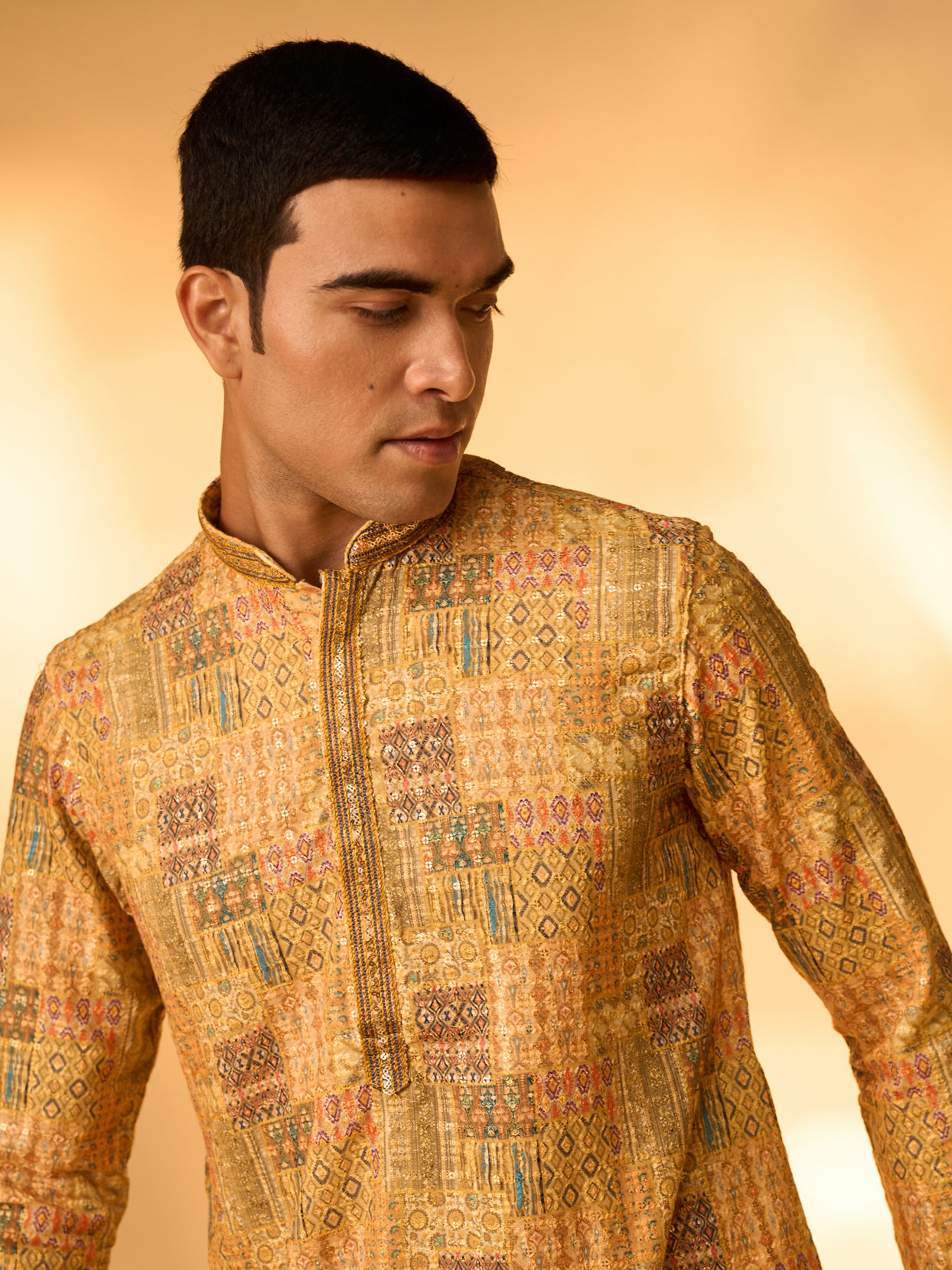 Manyavar Men Mustard Majesty Kurta Pajama