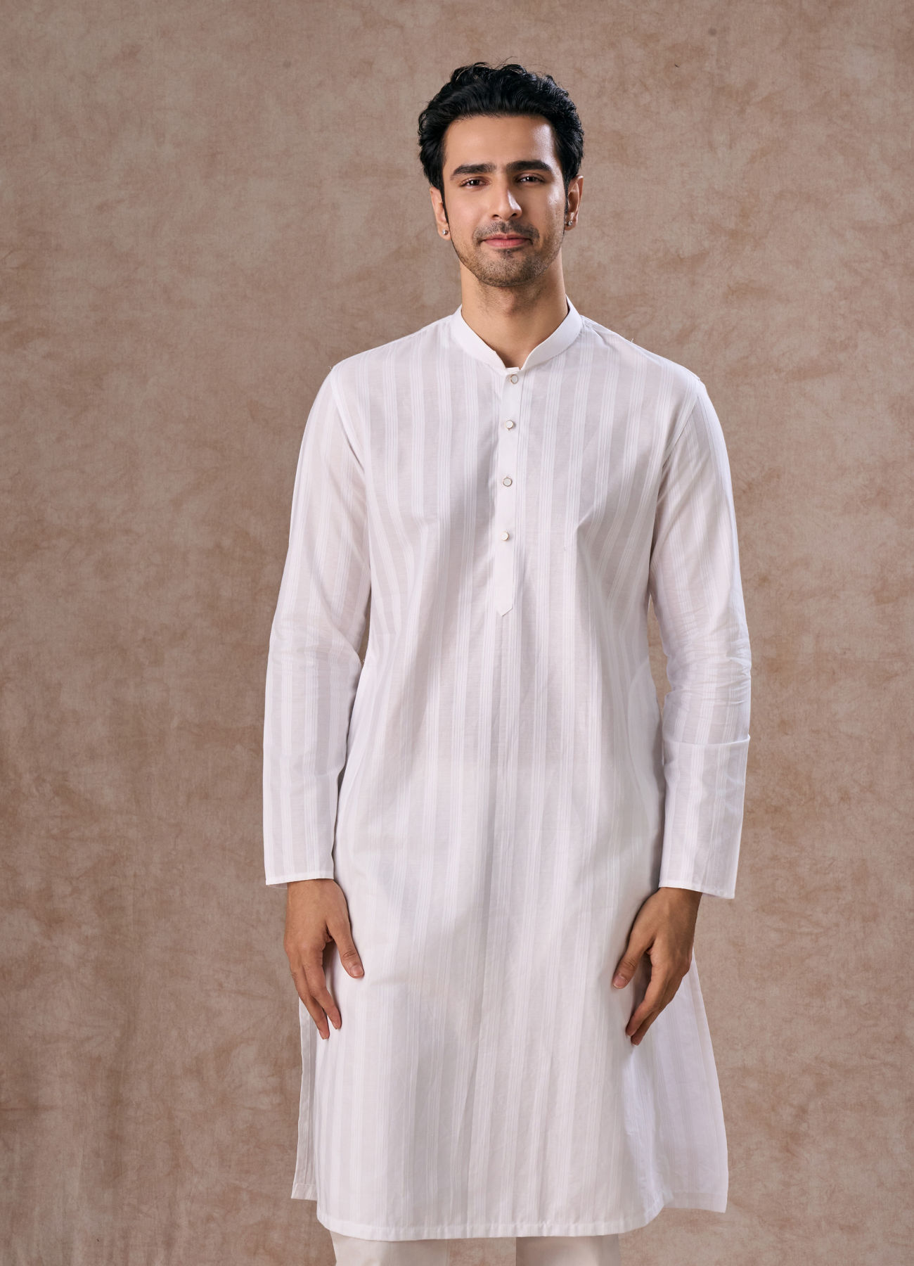 Manyavar Men White Elegance Cotton Kurta Pajama