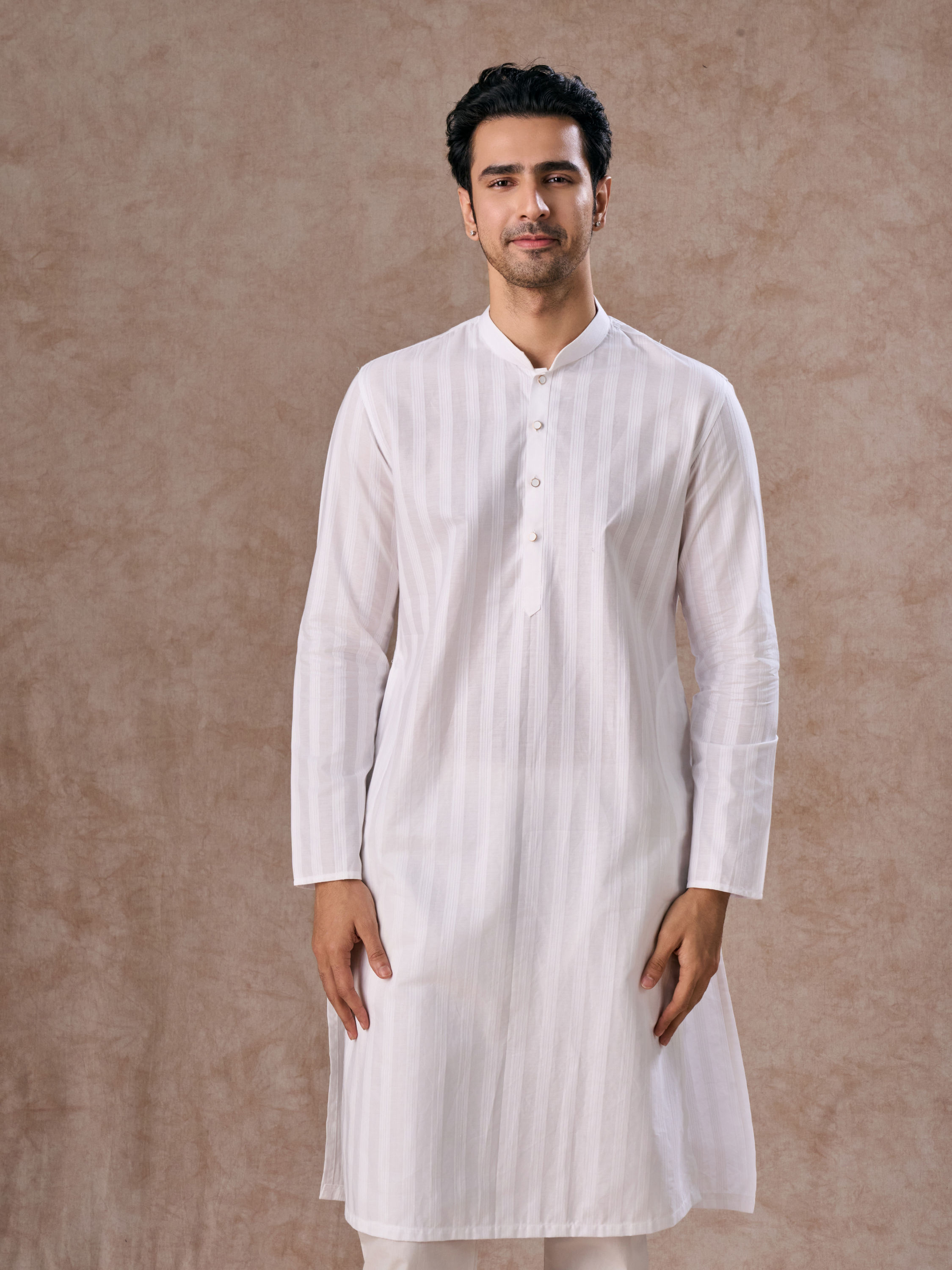 Manyavar Men White Elegance Cotton Kurta Pajama