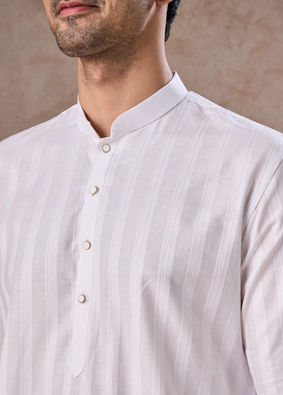 Manyavar Men White Elegance Cotton Kurta Pajama