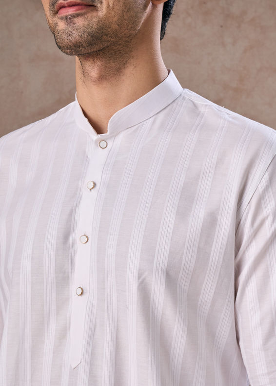 Manyavar Men White Elegance Cotton Kurta Pajama