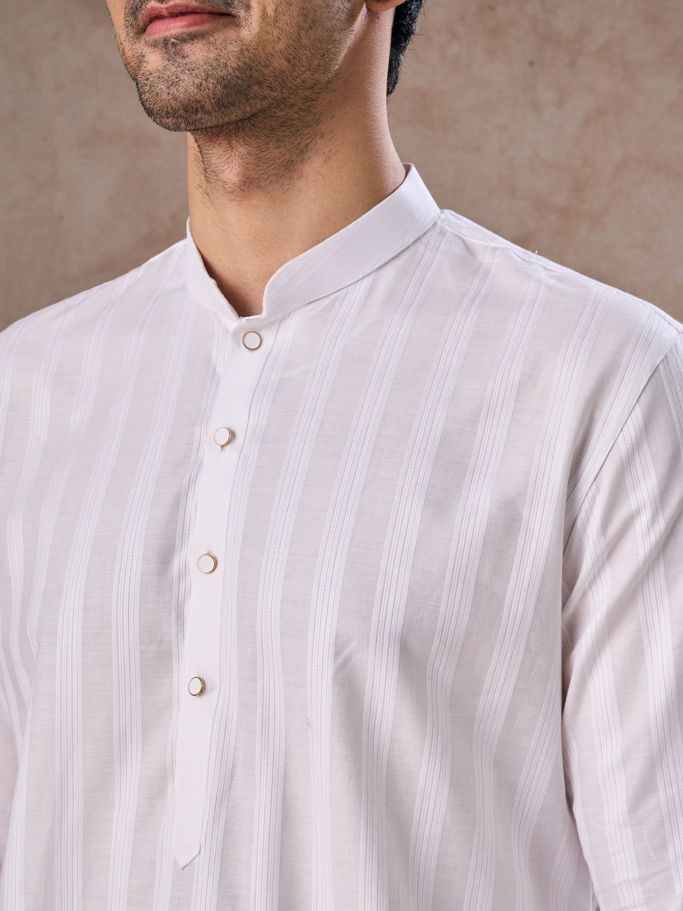 Manyavar Men White Elegance Cotton Kurta Pajama