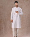 Manyavar Men White Elegance Cotton Kurta Pajama