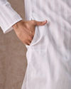 Manyavar Men White Elegance Cotton Kurta Pajama