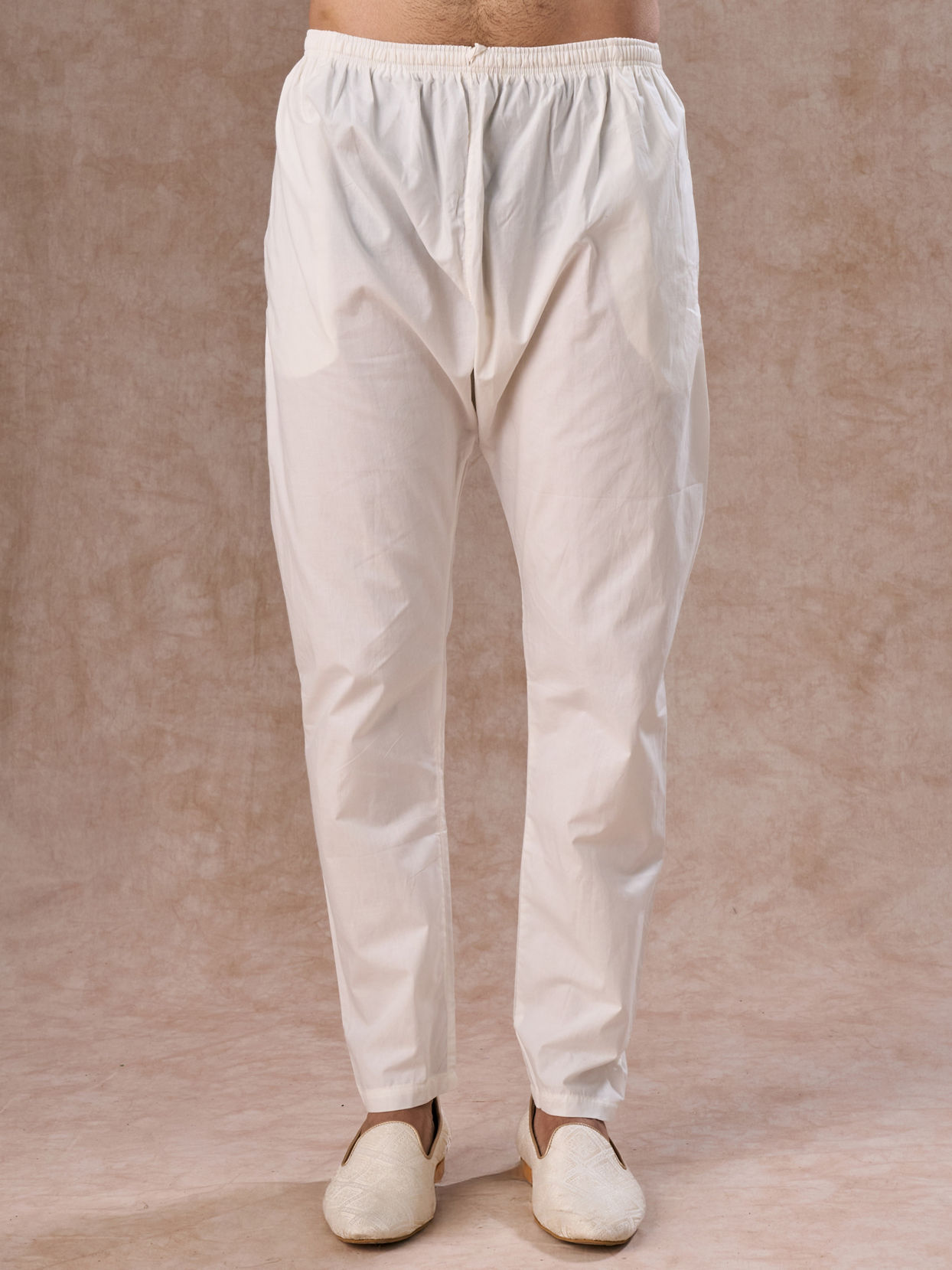 Manyavar Men White Elegance Cotton Kurta Pajama